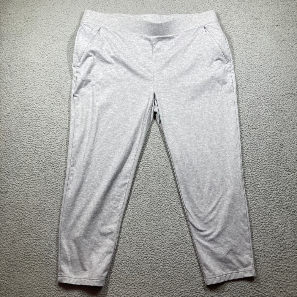 Chicos Platinum Pants Womens 3R XL Gray Stretch Pull On Lightweight Casual
